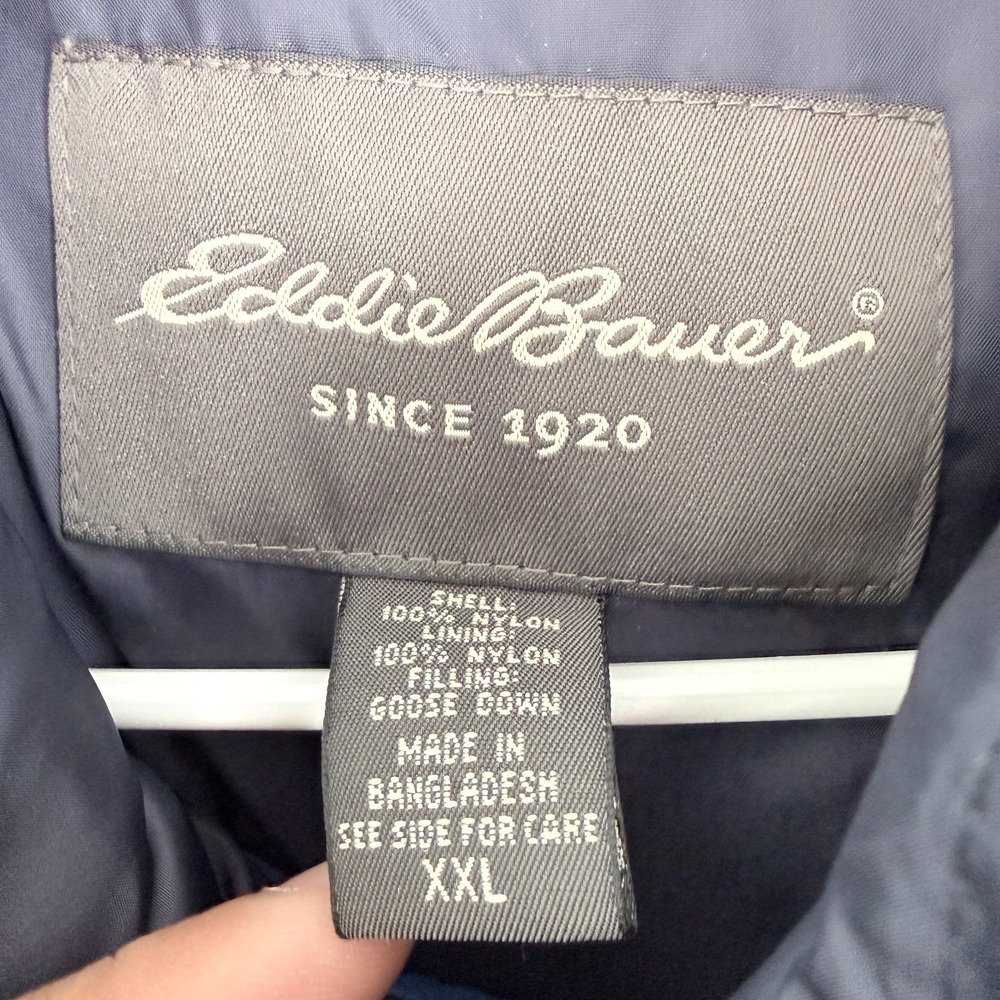 Eddie Bauer Puffer Vest Jacket Mens 2XL Blue Full Zip Down - Picture 4 of 8